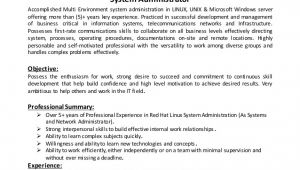 Sample Resume for Linux System Administrator Fresher System Administrator Cv