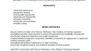 Sample Resume for Machine Operator Position 1 Machine Operator Resume Templates Try them now