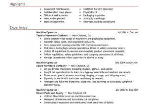 Sample Resume for Machine Operator Position Simple Resume for Machine Operator Job Descriptions