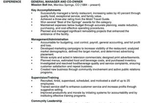 Sample Resume for Managing Director Position Restaurant Manager Resume Example