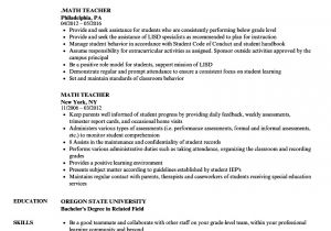 Sample Resume for Maths Teachers Math Teacher Resume Samples Velvet Jobs