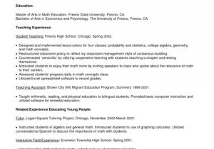 Sample Resume for Maths Teachers Middle School Math Teacher Resume Best Resume Collection
