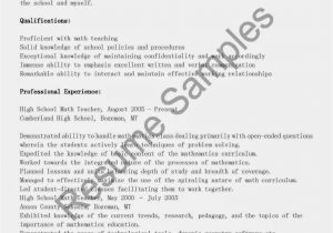 Sample Resume for Maths Teachers Sample High School Math Teacher Resume High School