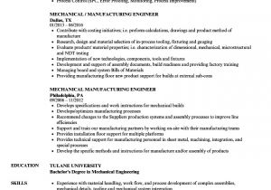 Sample Resume for Mechanical Production Engineer Mechanical Manufacturing Engineer Resume Samples Velvet Jobs