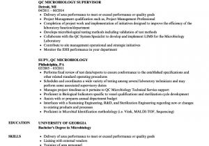 Sample Resume for Microbiologist Qc Microbiology Resume Samples Velvet Jobs