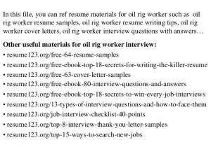 Sample Resume for Oil Field Worker top 8 Oil Rig Worker Resume Samples