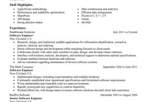 Sample Resume for One Year Experienced software Engineer Best software Engineer Resume Example Livecareer