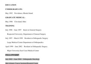 Sample Resume for orthopedic Surgeon Resume Cv M D Physician orthopedic Oncologist Board