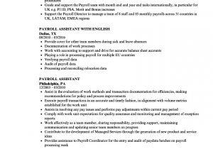 Sample Resume for Payroll assistant Payroll assistant Resume Samples Velvet Jobs