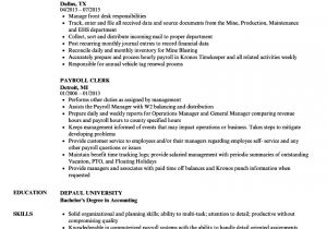 Sample Resume for Payroll assistant Payroll Clerk Resume Samples Velvet Jobs
