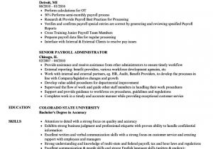 Sample Resume for Payroll assistant Senior Payroll Administrator Resume Samples Velvet Jobs