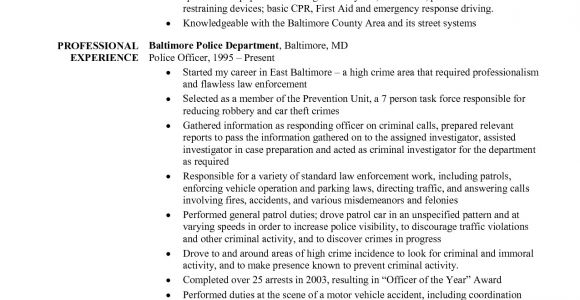 Sample Resume for Police Officer with No Experience Resume for Police Officer with No Experience Free