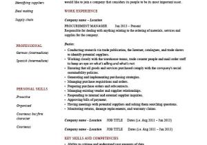 Sample Resume for Procurement Officer Procurement Manager Cv Template Job Description Sample