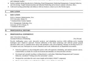 Sample Resume for Professor College Instructor Resume Best Resume Collection