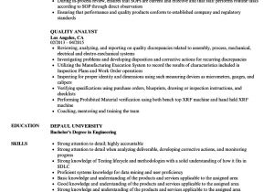 Sample Resume for Quality Analyst In Bpo Quality Analyst Resume Samples Velvet Jobs