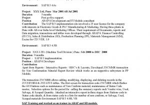 Sample Resume for Sap Abap 1 Year Of Experience Sap Abap 3 Years Experience Resume Resume Ideas