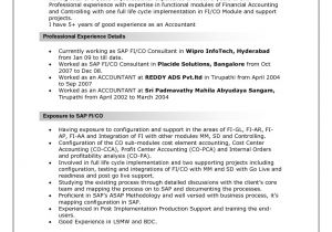 Sample Resume for Sap Fico Consultant Example Resumes for Sap Jobs Perfect Resume format