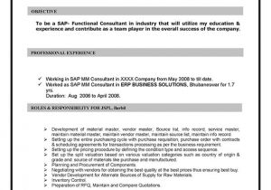 Sample Resume for Sap Mm Consultant Sap Mm Materials Management Sample Resume 10 00 Years