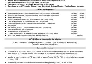 Sample Resume for Sap Sd Consultant Sap Logistics Execution Consultant Cv