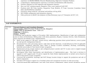 Sample Resume for Sap Sd Consultant Sap Sd 3 Years