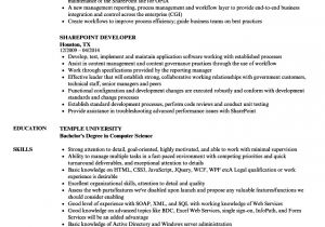 Sample Resume for Sharepoint Developer Sharepoint Developer Resume Samples Velvet Jobs