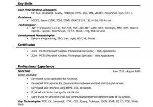Sample Resume for software Engineer with 1 Year Experience Resume for 1 Year Experienced software Engineer