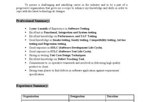 Sample Resume for software Engineer with 1 Year Experience Resume Kruthik 1 Year Experience In software Testing