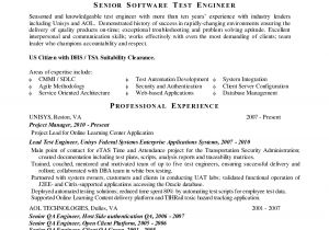 Sample Resume for software Test Engineer with Experience Sample software Test Engineer Resume Experience