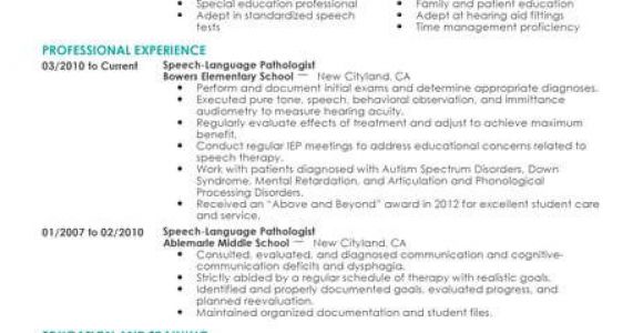 Sample Resume for Speech Language Pathologist Best Speech Language Pathologist Resume Example Livecareer