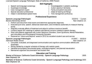 Sample Resume for Speech Language Pathologist Slp Resume Examples Project Scope Template