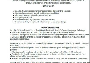 Sample Resume for Speech Language Pathologist Speech Language Pathology Resume Resume Ideas