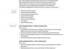 Sample Resume for System Administrator Fresher Linux System Administrator Resume Sample for Fresher