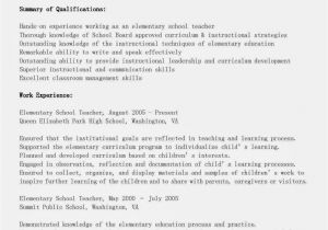 Sample Resume for Teachers Resume Samples Elementary School Teacher Resume Sample