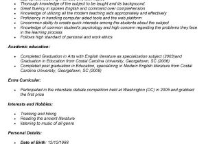Sample Resume for Teaching Profession for Freshers Fresher Teacher Resume Best Letter Sample