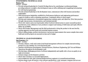 Sample Resume for Technical Lead Engineering Technical Lead Resume Samples Velvet Jobs