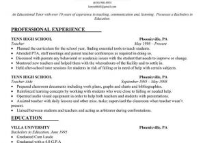 Sample Resume for Tutoring Position Educational Tutor Resume Sample Resumecompanion Com