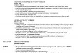 Sample Resume for Utility Worker General Utility Worker Resume Samples Velvet Jobs