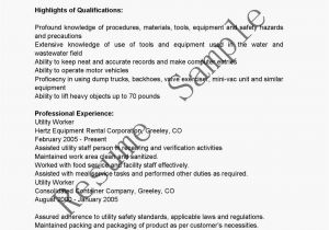Sample Resume for Utility Worker Resume Samples Utility Worker Resume Sample