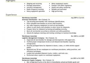 Sample Resume for Warehouse Worker Warehouse associate Resume Examples Created by Pros