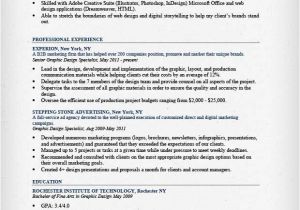 Sample Resume for Web Designer Experience Graphic Design Resume Sample Writing Guide Rg