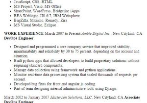 Sample Resume for Zero Experience Professional Devops Engineer Templates to Showcase Your