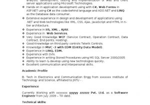 Sample Resume for Zero Experience Sample Resume Perfect Resume Microsoft Net 2 Years