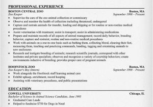 Sample Resume for Zookeeper Zoo Keeper Resume Example Resume Samples Across All