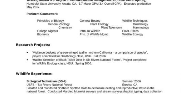 Sample Resume for Zoologist Zoology Resume Examples Examples Resume Resumeexamples