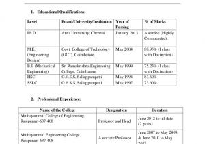 Sample Resume format for assistant Professor In Engineering College Resume Dr N Natarajan 14 03 2014