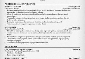 Sample Resume Objectives for Food Service Food Service Worker Resume Resume Samples Across All