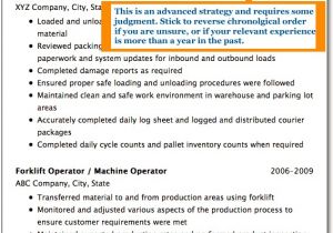 Sample Resume Objectives for forklift Operator forklift Operator Resume