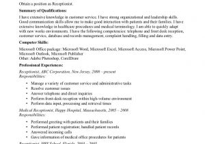 Sample Resume Objectives for Medical Receptionist Front Office Receptionist Desk Resume