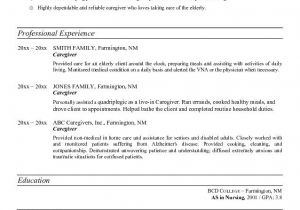 Sample Resume Of A Caregiver Caregivers Resume Free Excel Templates