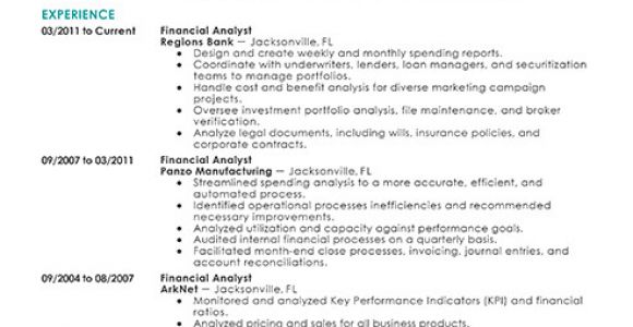 Sample Resume Of A Financial Analyst Best Financial Analyst Resume Example Livecareer